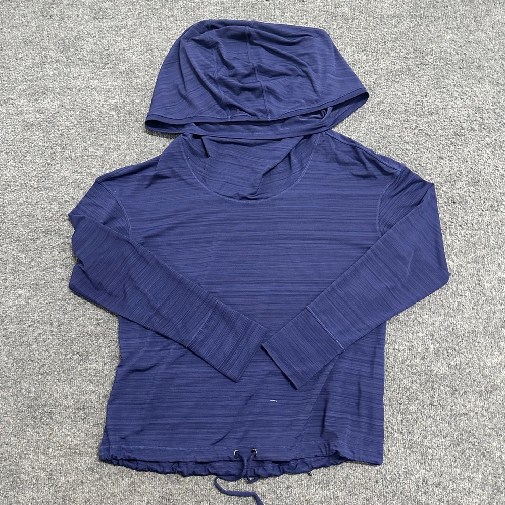 Calvin Klein Hoodie Womens Size L Navy Space Dye Performance Wicking Drawstring